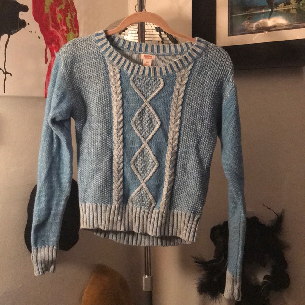 Blue Cable Knit Sweater